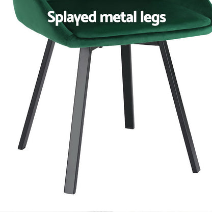 Artiss Dining Chairs Set of 4 Velvet Swivel Base Green-Furniture &gt; Dining &gt; Kitchen &amp; Dining Chairs-PEROZ Accessories