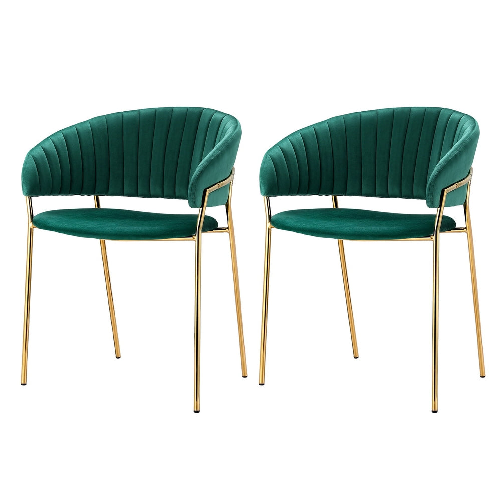 Artiss Dining Chairs Set of 2 Velvet Hollow Armchair Green-Furniture &gt; Bar Stools &amp; Chairs-PEROZ Accessories