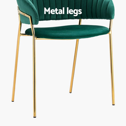 Artiss Dining Chairs Set of 2 Velvet Hollow Armchair Green-Furniture &gt; Bar Stools &amp; Chairs-PEROZ Accessories