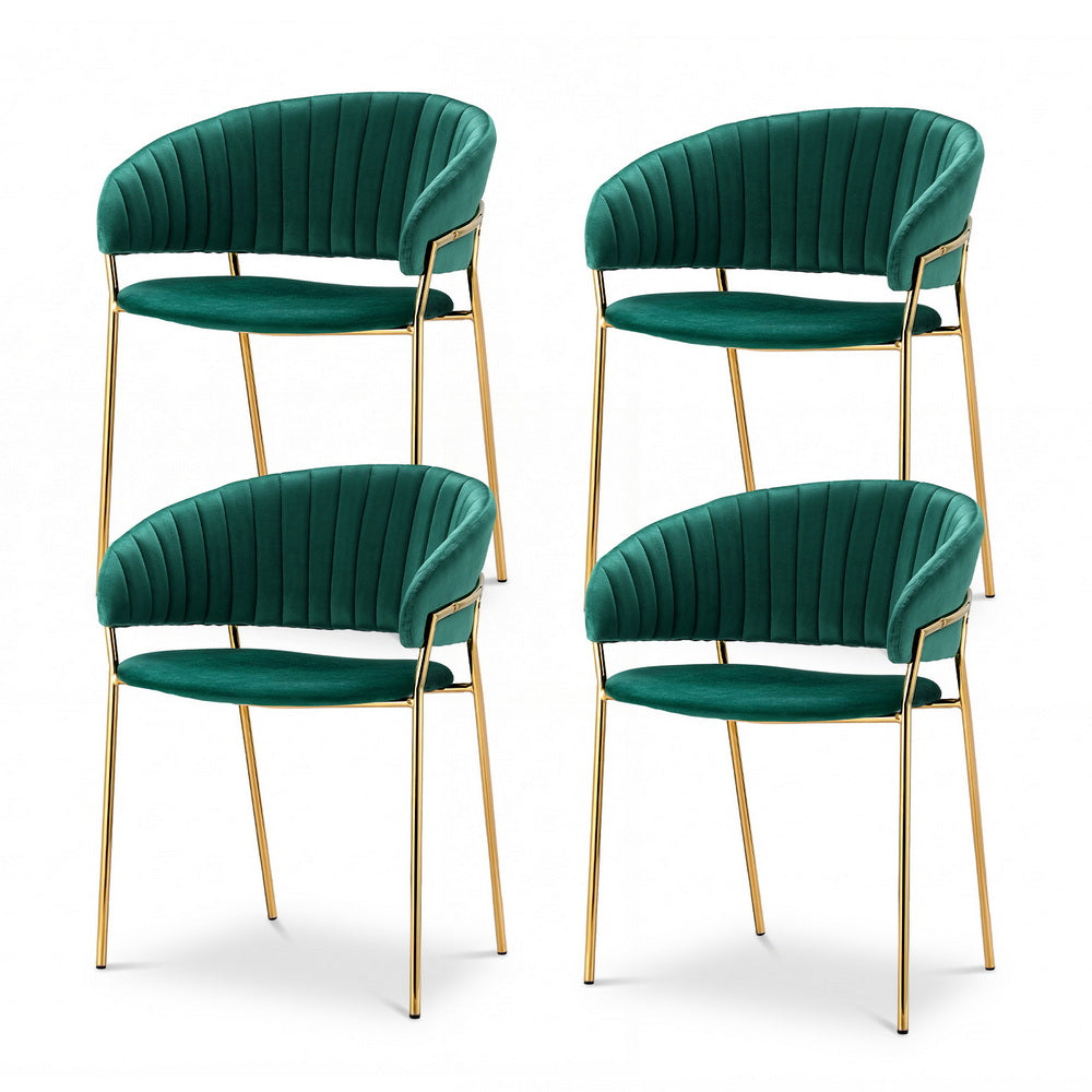 Artiss Dining Chairs Set of 4 Velvet Hollow Armchair Green-Furniture > Dining > Kitchen &amp; Dining Chairs-PEROZ Accessories