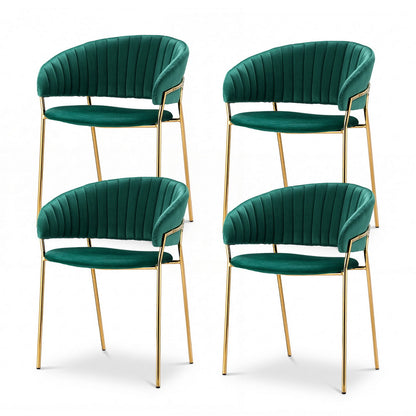Artiss Dining Chairs Set of 4 Velvet Hollow Armchair Green-Furniture > Dining > Kitchen &amp; Dining Chairs-PEROZ Accessories
