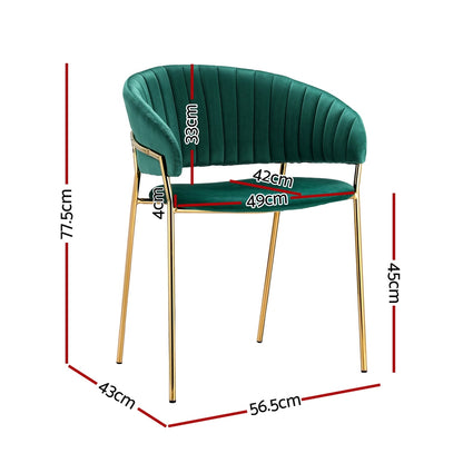 Artiss Dining Chairs Set of 4 Velvet Hollow Armchair Green-Furniture > Dining > Kitchen &amp; Dining Chairs-PEROZ Accessories