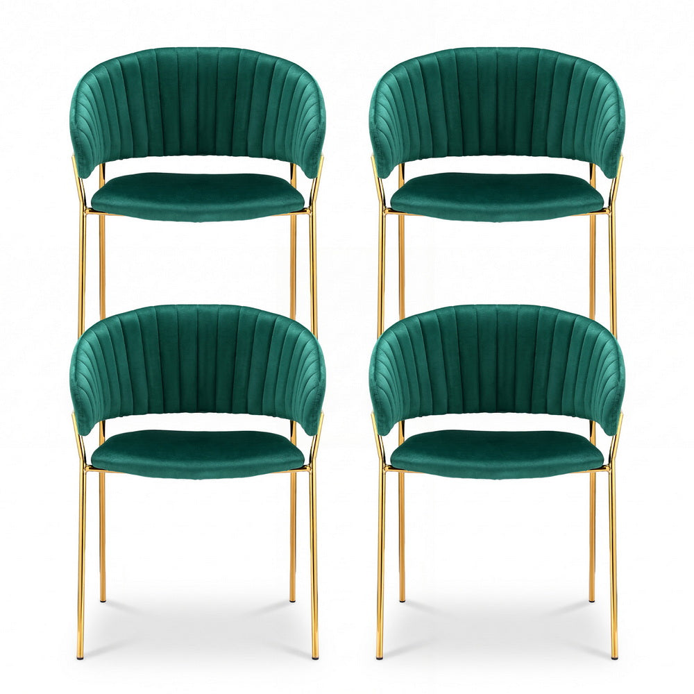 Artiss Dining Chairs Set of 4 Velvet Hollow Armchair Green-Furniture > Dining > Kitchen &amp; Dining Chairs-PEROZ Accessories