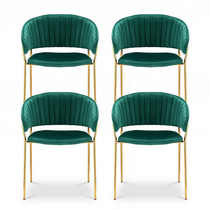 Artiss Dining Chairs Set of 4 Velvet Hollow Armchair Green-Furniture > Dining > Kitchen &amp; Dining Chairs-PEROZ Accessories
