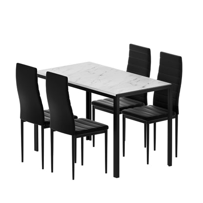 1 Artiss Dining Table and 4 Chairs Set Marble Effect-Furniture &gt; Dining &gt; Dining Set-PEROZ Accessories