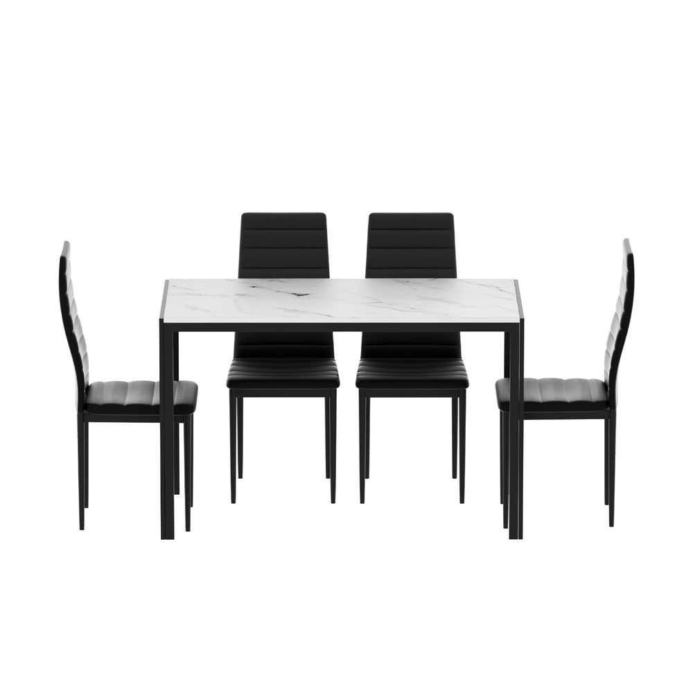 1 Artiss Dining Table and 4 Chairs Set Marble Effect-Furniture &gt; Dining &gt; Dining Set-PEROZ Accessories