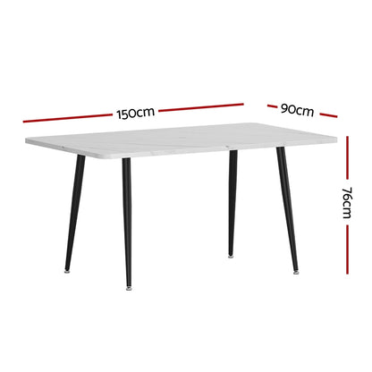 1.5M Artiss Dining Table Marble Effect-Furniture &gt; Dining &gt; Dining Tables-PEROZ Accessories