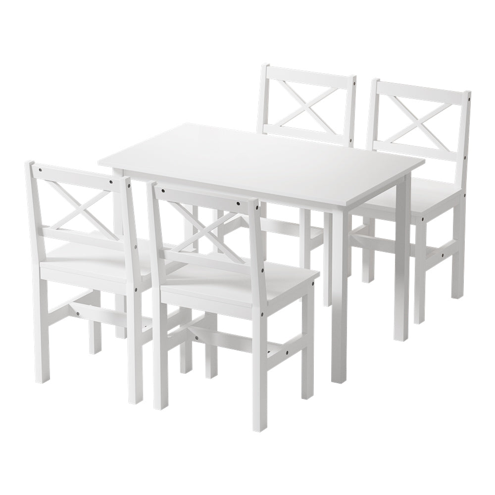 Artiss Dining Chairs and Table Dining Set 4 Cafe Chairs Set Of 5 4 Seater White-Furniture &gt; Dining-PEROZ Accessories