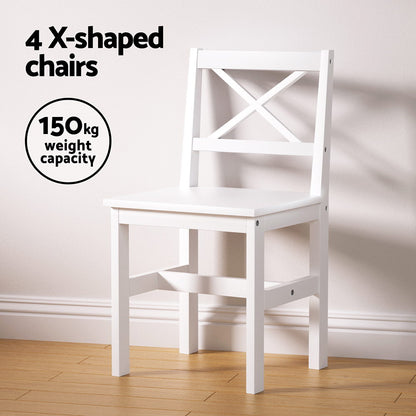 Artiss Dining Chairs and Table Dining Set 4 Cafe Chairs Set Of 5 4 Seater White-Furniture &gt; Dining-PEROZ Accessories