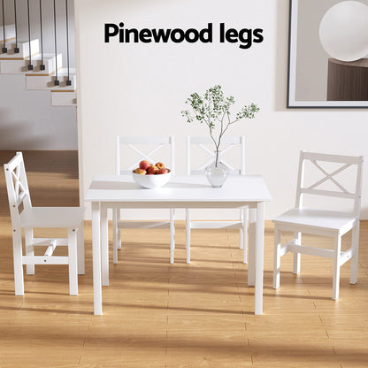 Artiss Dining Chairs and Table Dining Set 4 Cafe Chairs Set Of 5 4 Seater White-Furniture &gt; Dining-PEROZ Accessories