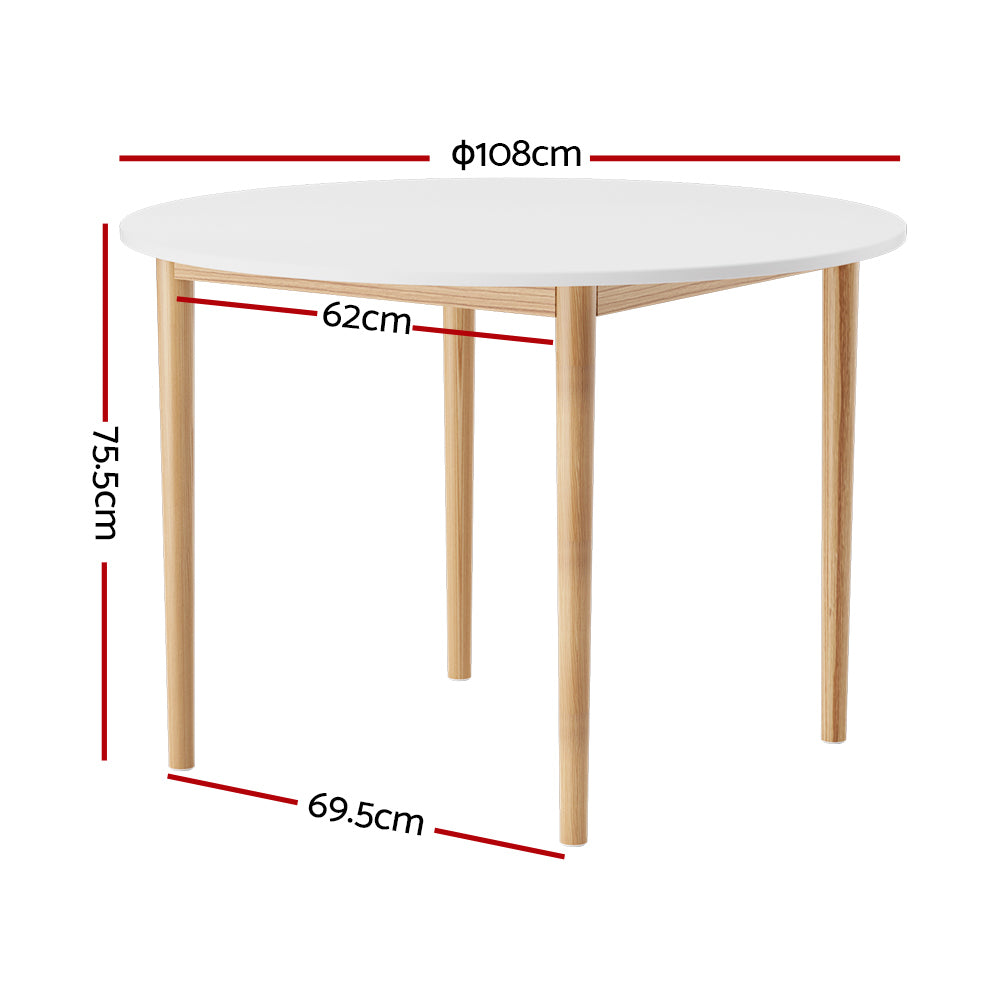 Artiss Dining Table Round White 108CM Diameter Demi-Furniture &gt; Dining-PEROZ Accessories