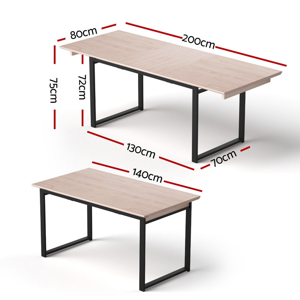 Artiss 2M Extendable Dining Table Kitchen Cafe Lounge Restaurant Tables Natural-Furniture > Dining > Dining Set-PEROZ Accessories