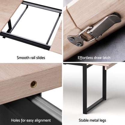 Artiss 2M Extendable Dining Table Kitchen Cafe Lounge Restaurant Tables Natural-Furniture > Dining > Dining Set-PEROZ Accessories