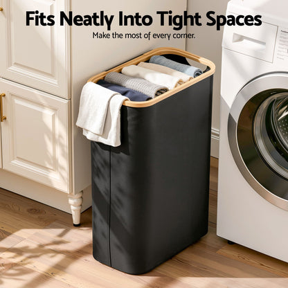 Artiss Laundry Basket with Removable Bag Foldable Black-Home &amp; Garden > Laundry &amp; Cleaning > Laundry Baskets-PEROZ Accessories