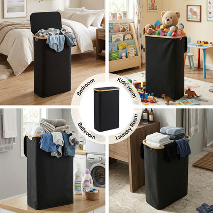 Artiss Laundry Basket with Removable Bag Foldable Black-Home &amp; Garden > Laundry &amp; Cleaning > Laundry Baskets-PEROZ Accessories