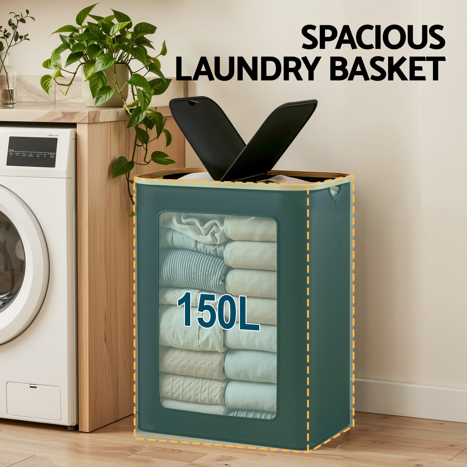 Artiss 2 Sections Laundry Basket with Removable Bags Foldable Black-Home &amp; Garden > Laundry &amp; Cleaning > Laundry Baskets-PEROZ Accessories