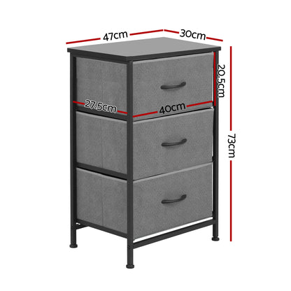 Artiss Chest of 3 Drawers Storage Dresser Tallboy Grey-Furniture > Bedroom > Dressers-PEROZ Accessories