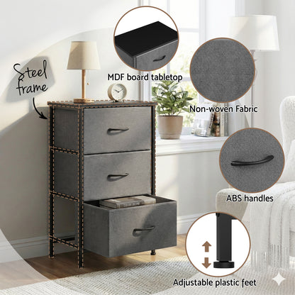Artiss Chest of 3 Drawers Storage Dresser Tallboy Grey-Furniture > Bedroom > Dressers-PEROZ Accessories