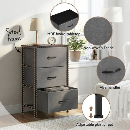 Artiss Set of 2 Chest of 3 Drawers Storage Dresser Tallboy Grey-Furniture > Bedroom > Dressers-PEROZ Accessories