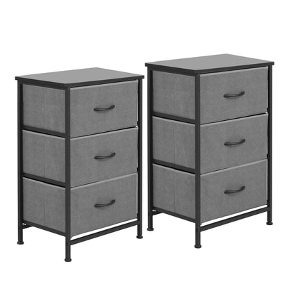 Artiss Set of 2 Chest of 3 Drawers Storage Dresser Tallboy Grey-Furniture > Bedroom > Dressers-PEROZ Accessories