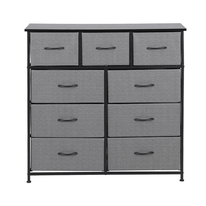 Artiss Chest of 9 Drawers Storage Dresser Tallboy Dark Grey-Furniture > Bedroom > Dressers-PEROZ Accessories