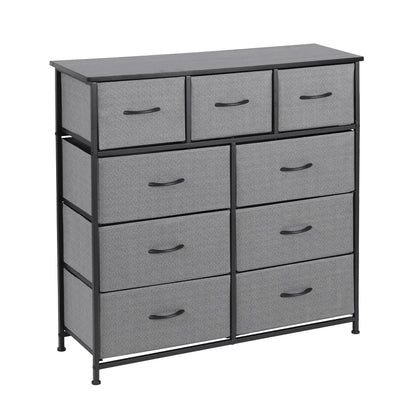 Artiss Chest of 9 Drawers Storage Dresser Tallboy Dark Grey-Furniture > Bedroom > Dressers-PEROZ Accessories