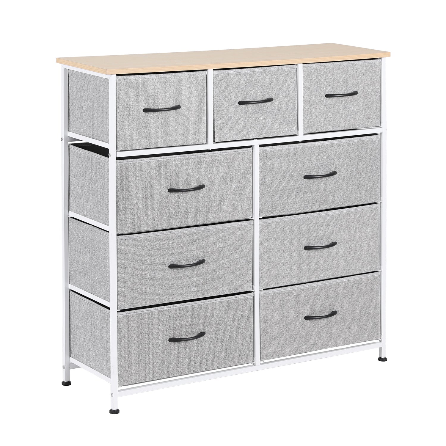Artiss Chest of 9 Drawers Storage Dresser Tallboy Light Grey-Furniture > Bedroom > Dressers-PEROZ Accessories
