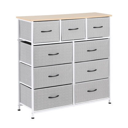 Artiss Chest of 9 Drawers Storage Dresser Tallboy Light Grey-Furniture > Bedroom > Dressers-PEROZ Accessories