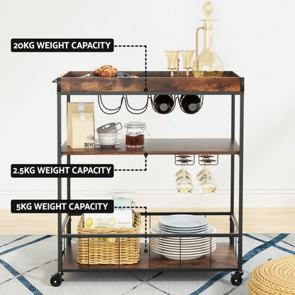 Artiss Kitchen Island Rolling Serving Cart-Furniture &gt; Dining-PEROZ Accessories
