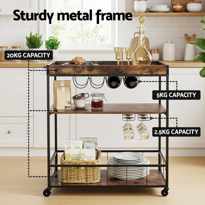 Artiss Kitchen Island Rolling Serving Cart-Furniture > Dining-PEROZ Accessories