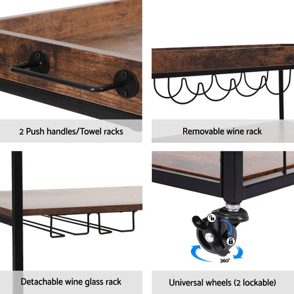 Artiss Kitchen Island Rolling Serving Cart-Furniture > Dining-PEROZ Accessories