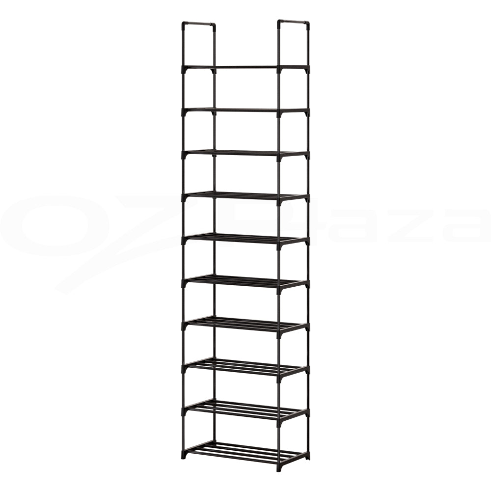 Artiss Shoe Rack DIY Stackable 10-tier Black Dunn-Shoe Storage Cabinets-PEROZ Accessories