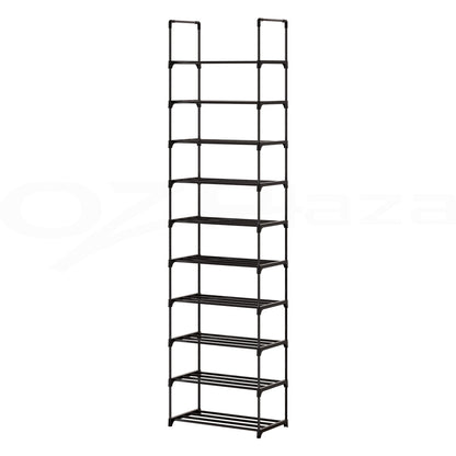 Artiss Shoe Rack DIY Stackable 10-tier Black Dunn-Shoe Storage Cabinets-PEROZ Accessories