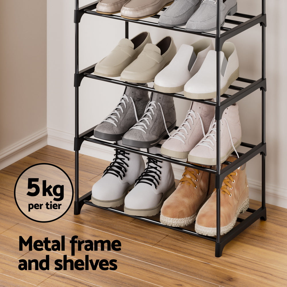 Artiss Shoe Rack DIY Stackable 10-tier Black Dunn-Shoe Storage Cabinets-PEROZ Accessories