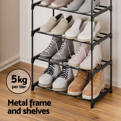 Artiss Shoe Rack DIY Stackable 10-tier Black Dunn-Shoe Storage Cabinets-PEROZ Accessories