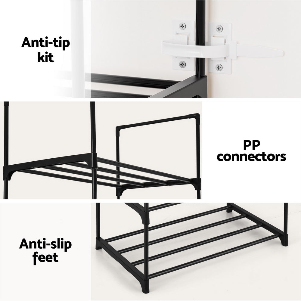 Artiss Shoe Rack DIY Stackable 10-tier Black Dunn-Shoe Storage Cabinets-PEROZ Accessories