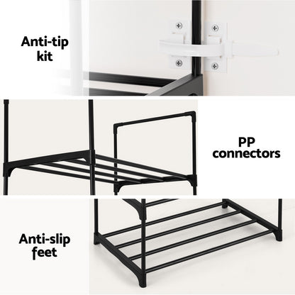 Artiss Shoe Rack DIY Stackable 10-tier Black Dunn-Shoe Storage Cabinets-PEROZ Accessories