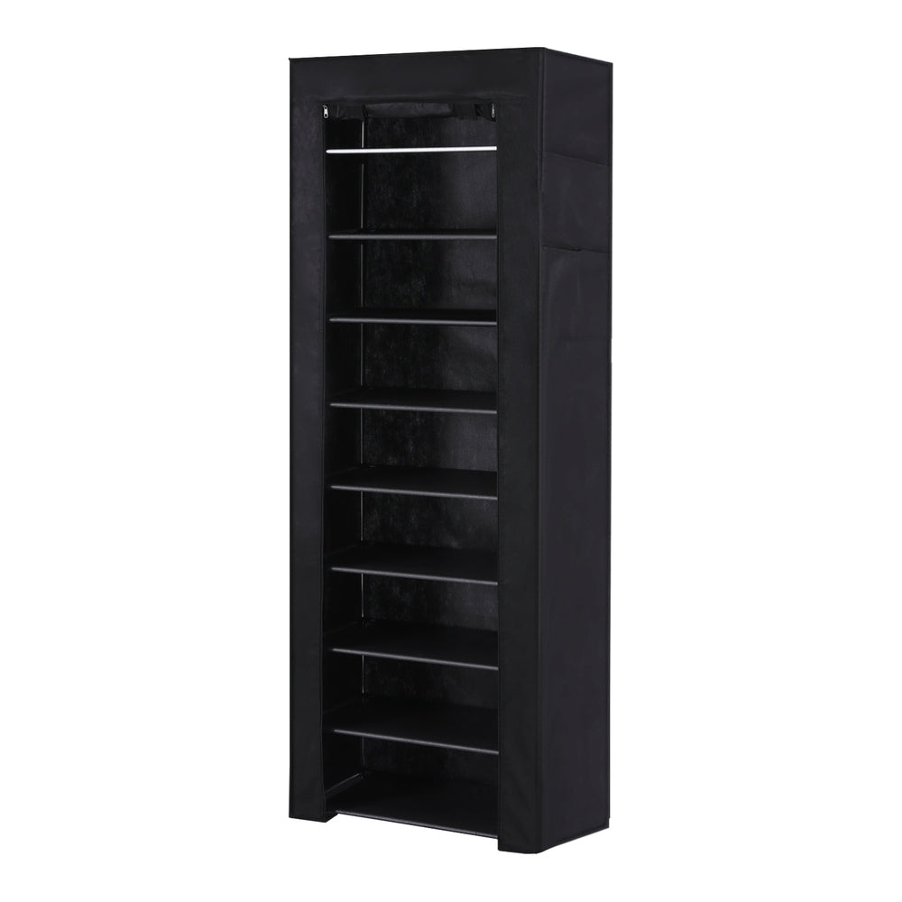 Artiss Shoe Rack Cabinet Removable Cover 10 tier Black-Shoe Storage Cabinets-PEROZ Accessories