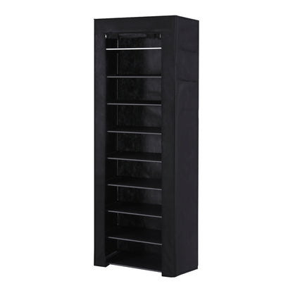 Artiss Shoe Rack Cabinet Removable Cover 10 tier Black-Shoe Storage Cabinets-PEROZ Accessories