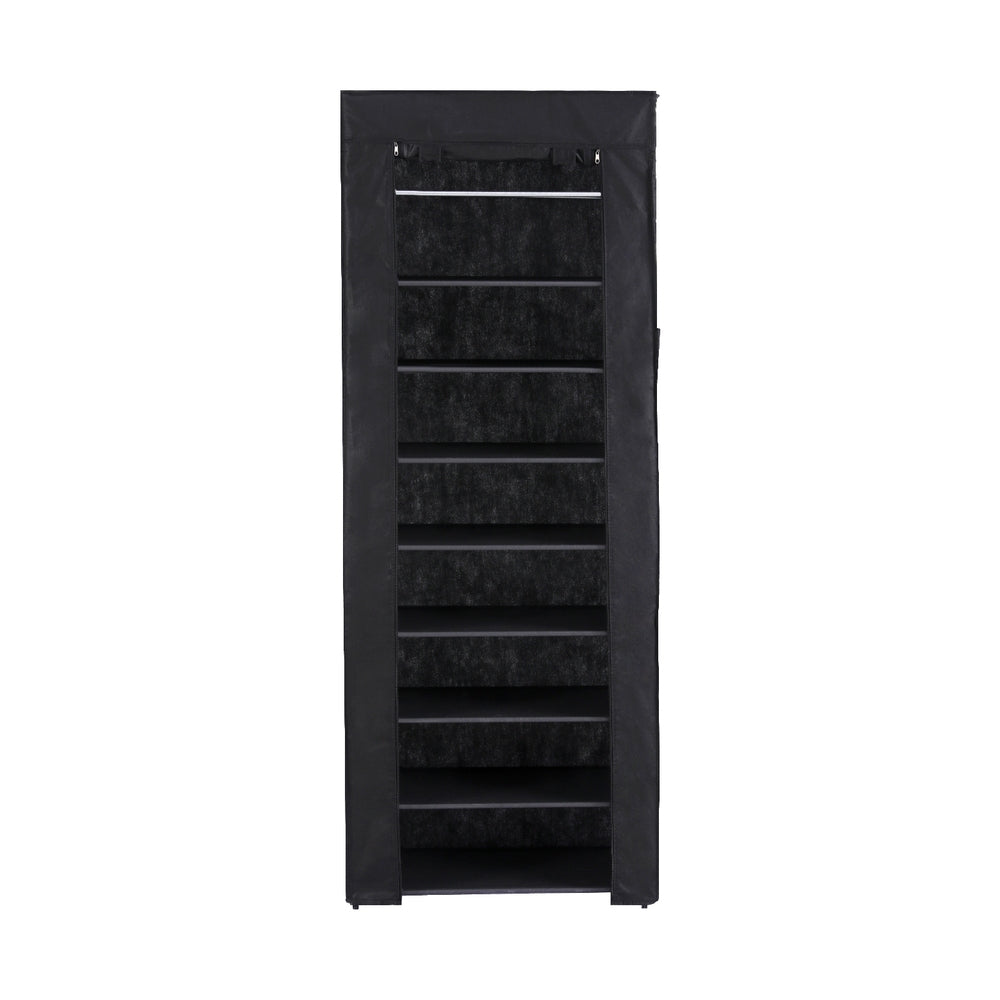 Artiss Shoe Rack Cabinet Removable Cover 10 tier Black-Shoe Storage Cabinets-PEROZ Accessories