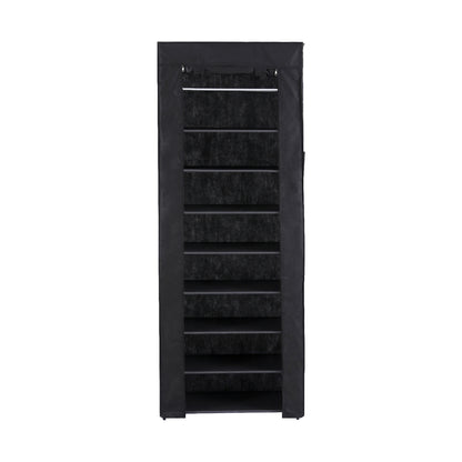 Artiss Shoe Rack Cabinet Removable Cover 10 tier Black-Shoe Storage Cabinets-PEROZ Accessories