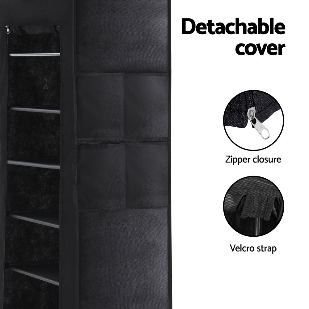 Artiss Shoe Rack Cabinet Removable Cover 10 tier Black-Shoe Storage Cabinets-PEROZ Accessories
