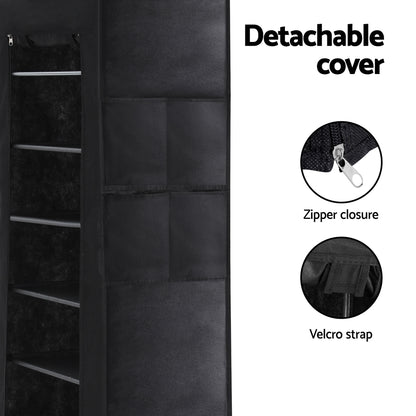 Artiss Shoe Rack Cabinet Removable Cover 10 tier Black-Shoe Storage Cabinets-PEROZ Accessories