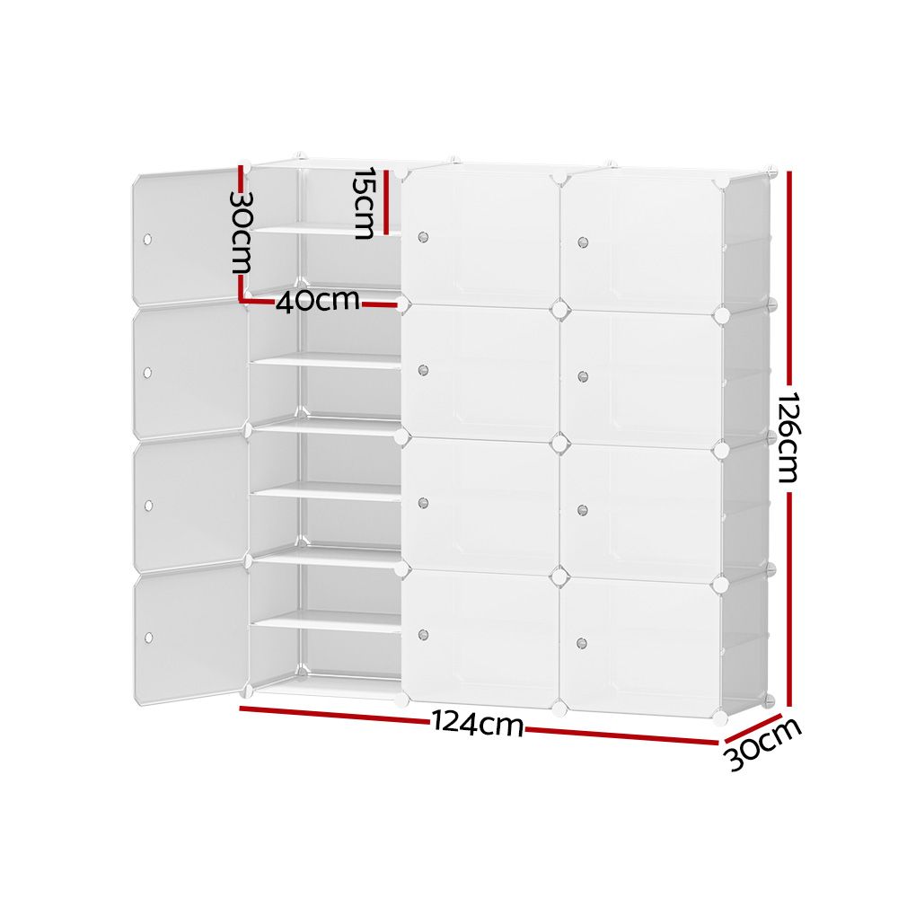 Artiss Shoe Rack DIY 12 Storage Cube Stackable White-Shoe Storage Cabinets-PEROZ Accessories