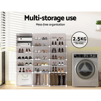 Artiss Shoe Rack DIY 12 Storage Cube Stackable White-Shoe Storage Cabinets-PEROZ Accessories