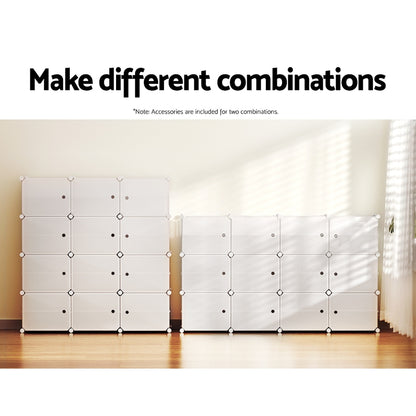 Artiss Shoe Rack DIY 12 Storage Cube Stackable White-Shoe Storage Cabinets-PEROZ Accessories