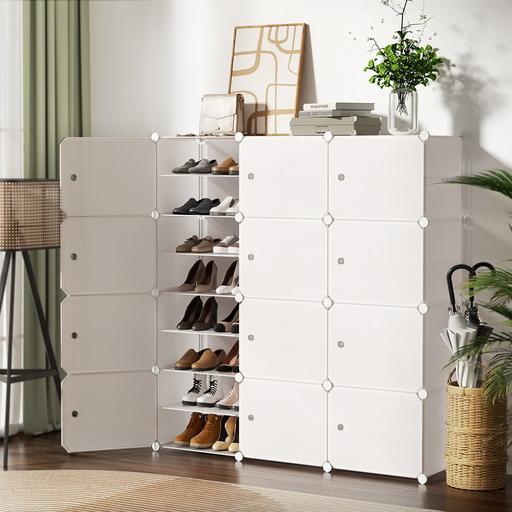 Artiss Shoe Rack DIY 12 Storage Cube Stackable White-Shoe Storage Cabinets-PEROZ Accessories