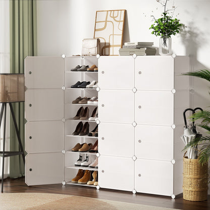 Artiss Shoe Rack DIY 12 Storage Cube Stackable White-Shoe Storage Cabinets-PEROZ Accessories