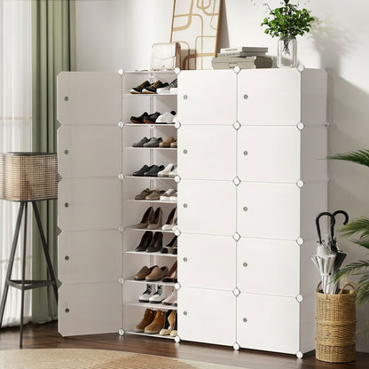 Artiss Shoe Rack Storage Cabinet DIY 15 Storage Cube Stackable White-Shoe Storage Cabinets-PEROZ Accessories