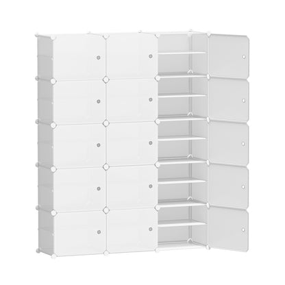 Artiss Shoe Rack Storage Cabinet DIY 15 Storage Cube Stackable White-Shoe Storage Cabinets-PEROZ Accessories